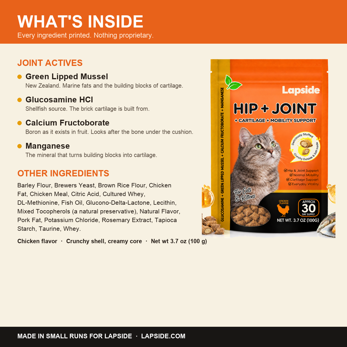 What's inside: joint actives, every ingredient, feeding