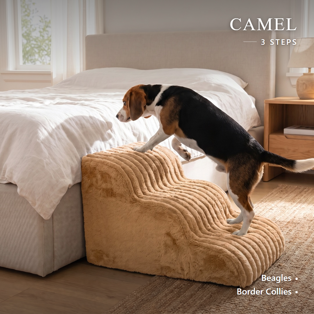 Lapside foam dog stairs, Camel, 3-Step