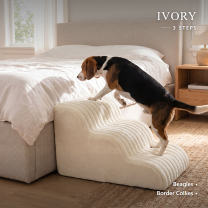 Lapside foam dog stairs, Ivory, 3-Step
