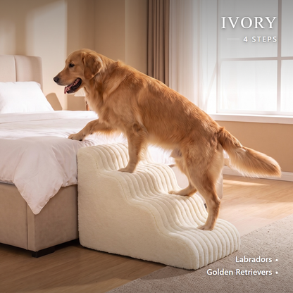 Lapside foam dog stairs, Ivory, 4-Step